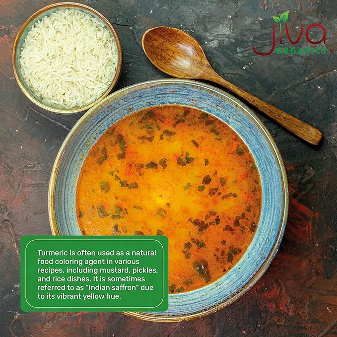 Jiva Organic Turmeric Powder 7 oz - Packaged in Resealable Bag, 100% Raw with Tumeric Powdered Organic, Turmeric Curcumin Powder, Origins from India