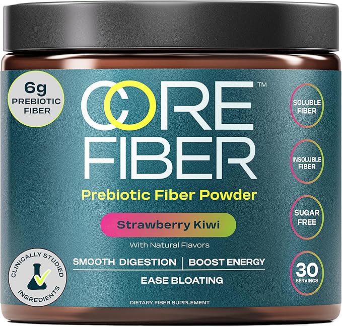 Prebiotic Fiber Supplement for Women & Men – 6g Prebiotic Fiber Powder – Daily Blend for Gut Health, Bloating, Regular Digestion & Energy – Soluble & Insoluble, Sugar Free, Strawberry Kiwi, 30 Serving