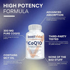 Research Verified CoQ10-100% Pure Extra Strength 300mg CoQ10 – Improved Absorption and Bioavailability with Bioperine - Boost Antioxidant Levels, Improve Cardiovascular Health, 360 Vegan Capsules