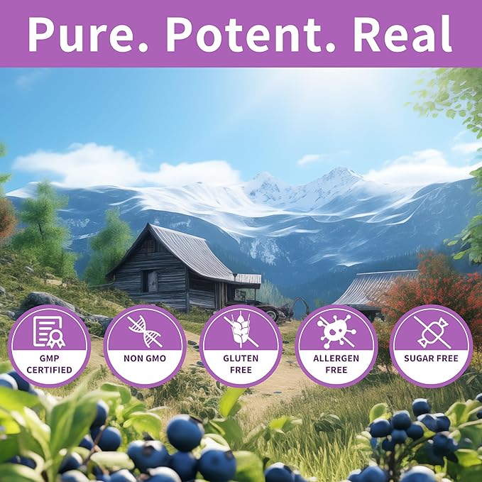 Blueberry Lutein Gummies with 120 Count - 2 Month Supply, Eye Health Support Supplement for Kids and Adult, Contains Blueberry Juice (30 mg/Gummy) & Lutein (20 mg/Gummy)