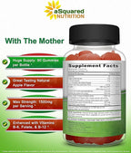 aSquared Nutrition Apple Cider Vinegar Gummies - 1500mg Per Serving - with The Mother - 90 ACV Gummies w/Vitamin B6 & B12, Folic Acid - Vegan Gummy Supplement Alternative to Capsules Pills (Pack of 2)