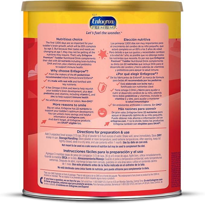Enfagrow Premium Toddler Milk Nutritional Drink, Enfagrow Toddler Drink, Try Our Brain-Supporting Trio, 32oz Can