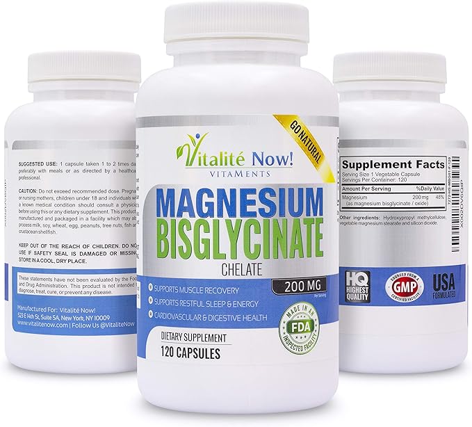 Magnesium Bisglycinate 200mg - 100% Chelated Capsules for Superior Absorption - Gentle Formula, No Laxative Effect - Sleep Energy Cramps Muscle Support - Fully Reacted & Buffered