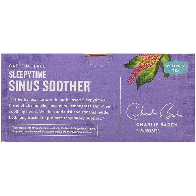 Celestial Seasonings Sleepytime Tea - Wellness Sinus Soother, Caffeine Free - 20 Tea Bags Box (Pack of 2)