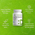 Alpha Lipoic Acid 1,000mg, 180 Veggie Capsules – 50/50 R-ALA & S-ALA for Max Bioavailability – Antioxidant Supplement – Energy & Nervous System Support – Non-GMO