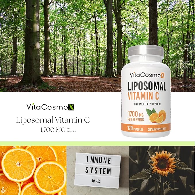 Liposomal Vitamin C Supplement, 1700mg, 120 Capsules 100% Vegetarian, Non-GMO & Gluten Free, High Absorption