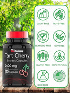 Tart Cherry Capsules (2400 MG - 120 Count) | From Montmorency Cherry Extract | Provides Antioxidants, Anthocyanins, & Phytonutrients | Tart Cherry For Sleep and More! | Non-GMO, Made in the USA!