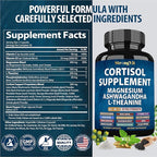 StrongVit Cortisol Supplements for Women and Men with Magnesium, Ashwagandha & L-Theanine. High Cortisol Reducer, Manager, Detox, Lower and Control. Sleep Support & Stress Relief, USA