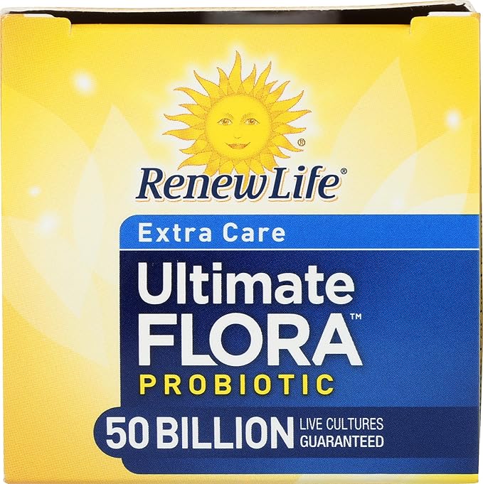 Renew Life Extra Care Digestive Probiotic Capsules, 50 Billion CFU Guaranteed, Daily Supplement Supports Immune, Digestive, Respiratory Health(1), L. Rhamnosus GG, Dairy, Soy and Gluten-Free, 30 Count