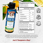 Barlean's Omega 3 Fish Oil Liquid Supplement, 1262mg EPA and DHA Fatty Acids, Non-GMO and Gluten Free, Orange Flavor, 8 oz