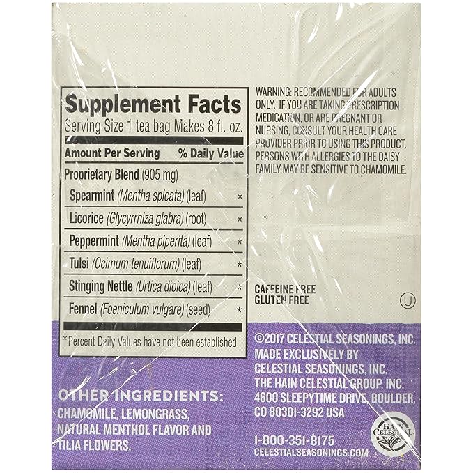 Celestial Seasonings Sleepytime Tea - Wellness Sinus Soother, Caffeine Free - 20 Tea Bags Box (Pack of 2)