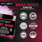 Purity's Best Beet Root Capsules, 140 Veggie Pills, Supports Blood Circulation - Helps Nitric Oxide Production, Beet Root Extract, Pure, Non-GMO