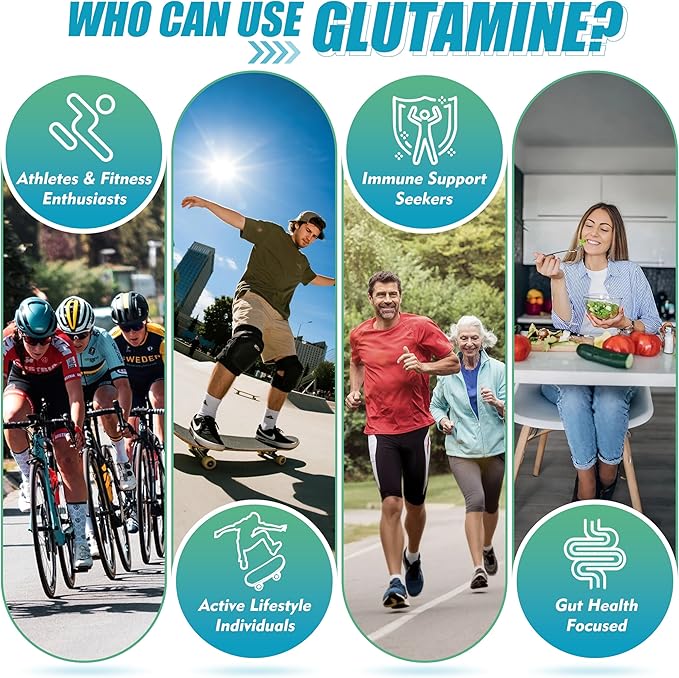 L-Glutamine Gummies 1000mg with BCAA, Potassium, Magnesium & Vitamin C, Muscle Recovery, Endurance Support & Daily Nutrition, Portable Supplement for Men＆Women, Lime Grapefruit Flavor, 60 Count
