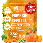 FreshDrinkUS, 330 Premium Pumpkin Seed Oil Softgels with Saw Palmetto, 3000mg Per Serving, Cold Pressed, Pure Virgin Oil, Great Hair Support, Non-GMO, Gluten-Free.