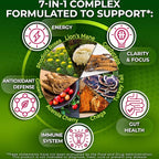 Organic Mushroom Complex: Lion's Mane, Turkey Tail, Cordyceps, Chaga, Contains Naturally Occurring Beta Glucans - Organic Energy & Immune Support Blend: Rhodiola Rosea, Ginseng & Acerola Cherry 120Ct