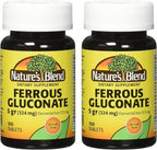 Nature`s Blend Ferrous Gluconate Tablets 324 mg, 100 Count (Pack of 2)