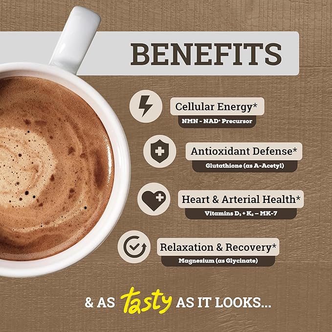 Black Forest High Flavanol Cocoa Powder 1200mg Flavanols and Longevity Mocha Coffee 10 in 1 NMN Glutathione Vitamins Polyphenol Cocoa Energy and Heart Health Bundle