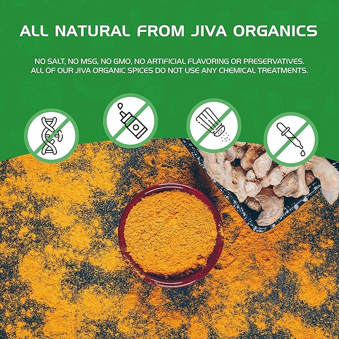 Jiva Organic Turmeric Powder 7 oz - Packaged in Resealable Bag, 100% Raw with Tumeric Powdered Organic, Turmeric Curcumin Powder, Origins from India